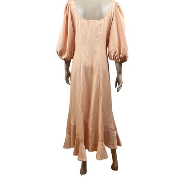 NWT Loeffler Randall Carmina Curve Seam Puff Sleeve Dress Cipria Peach Size 4 (0 - Picture 8 of 15